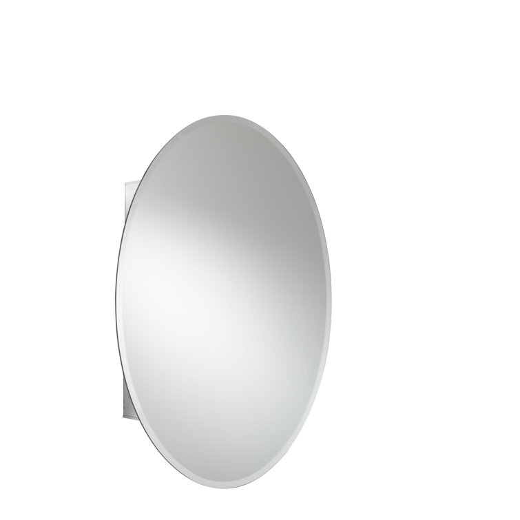 Recessed medicine cabinet with store oval mirror